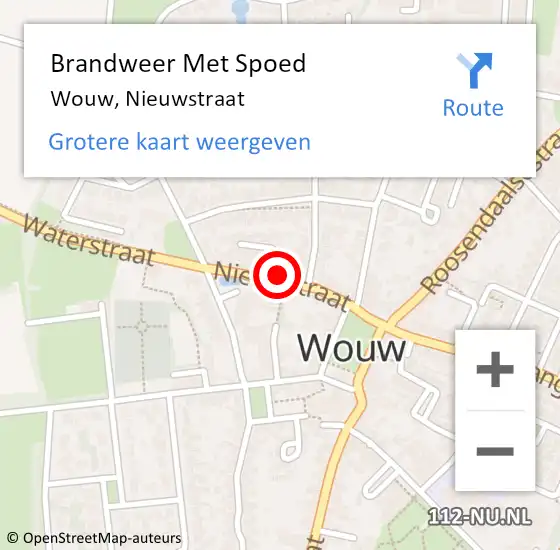 Locatie op kaart van de 112 melding: Brandweer Met Spoed Naar Wouw, Nieuwstraat op 7 juli 2018 12:24