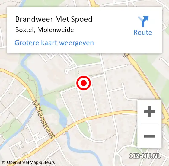 Locatie op kaart van de 112 melding: Brandweer Met Spoed Naar Boxtel, Molenweide op 7 juli 2018 12:37