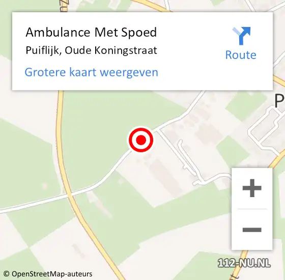 Locatie op kaart van de 112 melding: Ambulance Met Spoed Naar Puiflijk, Oude Koningstraat op 7 juli 2018 12:44