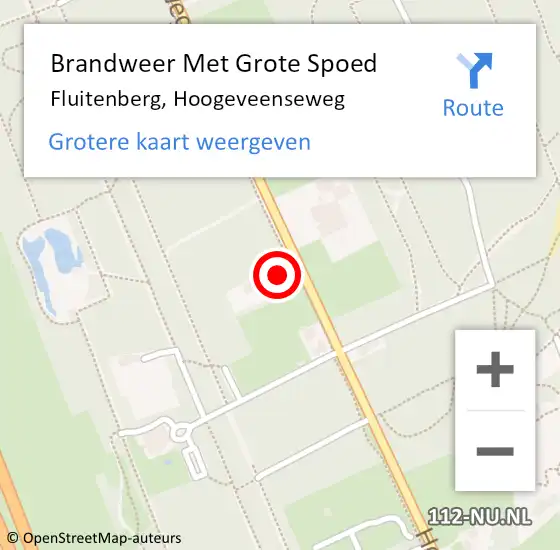 Locatie op kaart van de 112 melding: Brandweer Met Grote Spoed Naar Fluitenberg, Hoogeveenseweg op 2 maart 2014 05:01