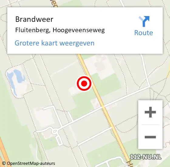 Locatie op kaart van de 112 melding: Brandweer Fluitenberg, Hoogeveenseweg op 2 maart 2014 05:06
