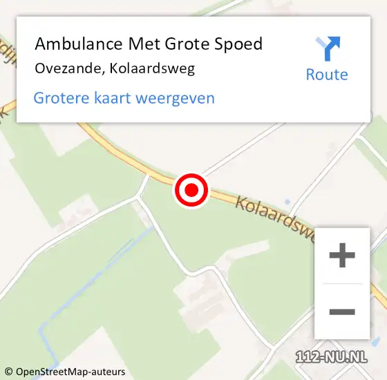 Locatie op kaart van de 112 melding: Ambulance Met Grote Spoed Naar Ovezande, Kolaardsweg op 2 maart 2014 05:12