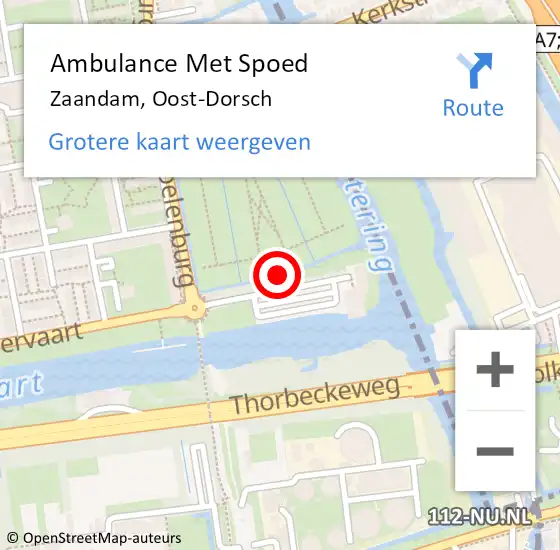 Locatie op kaart van de 112 melding: Ambulance Met Spoed Naar Zaandam, Oost-Dorsch op 7 juli 2018 13:53