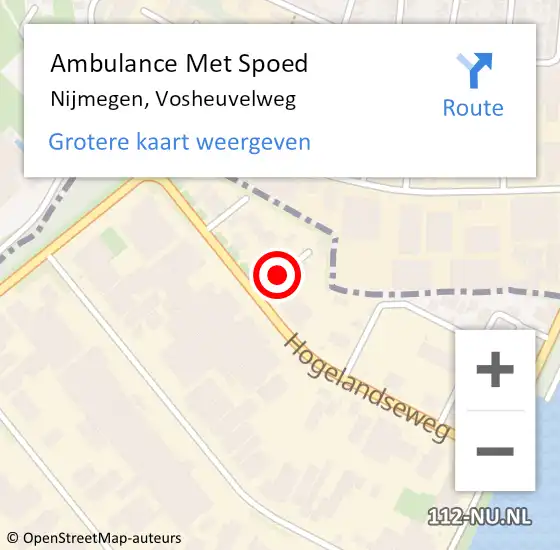 Locatie op kaart van de 112 melding: Ambulance Met Spoed Naar Nijmegen, Vosheuvelweg op 7 juli 2018 14:31