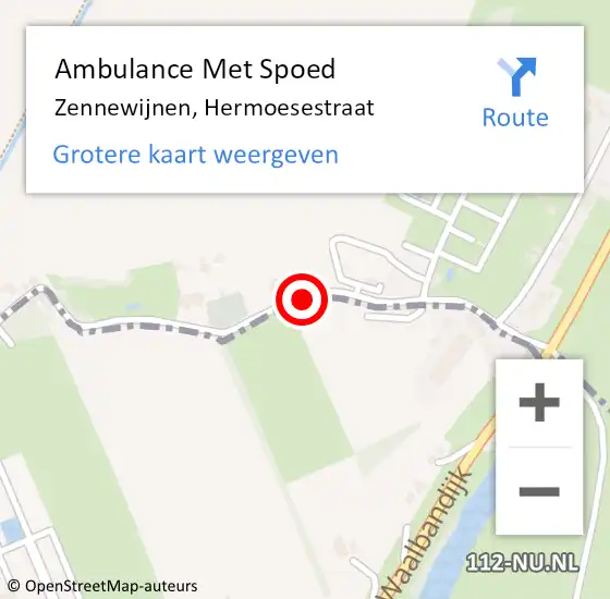 Locatie op kaart van de 112 melding: Ambulance Met Spoed Naar Zennewijnen, Hermoesestraat op 7 juli 2018 14:39