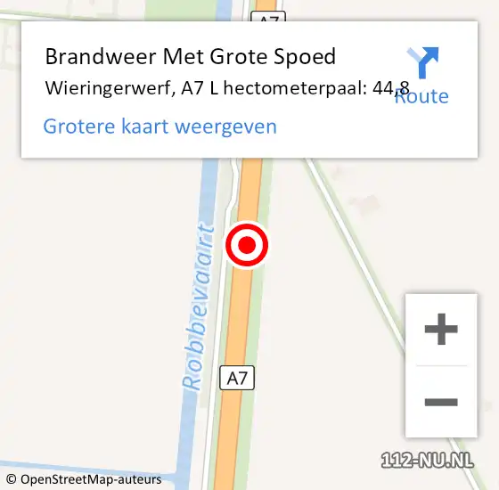 Locatie op kaart van de 112 melding: Brandweer Met Grote Spoed Naar Wieringerwerf, A7 L hectometerpaal: 62,5 op 7 juli 2018 17:04
