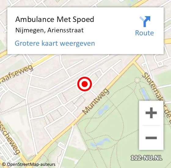 Locatie op kaart van de 112 melding: Ambulance Met Spoed Naar Nijmegen, Ariensstraat op 7 juli 2018 17:31