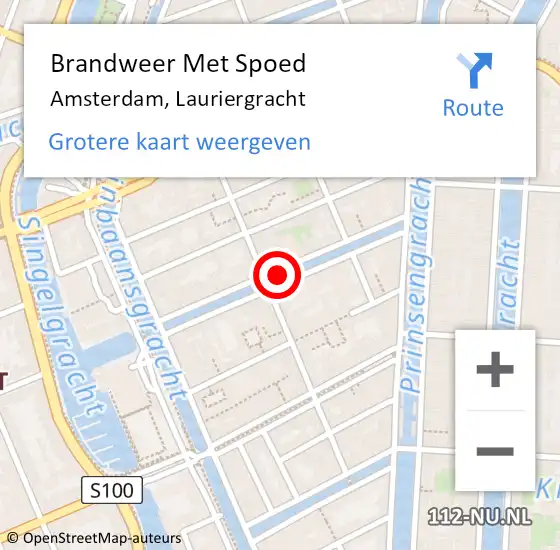 Locatie op kaart van de 112 melding: Brandweer Met Spoed Naar Amsterdam, Lauriergracht op 7 juli 2018 17:52