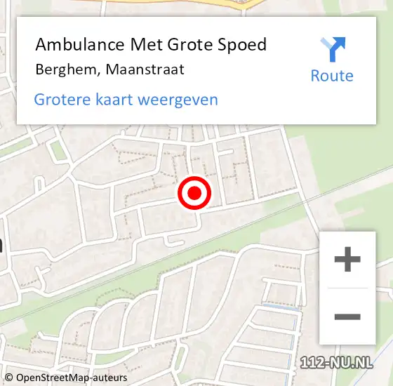 Locatie op kaart van de 112 melding: Ambulance Met Grote Spoed Naar Berghem, Maanstraat op 7 juli 2018 22:07