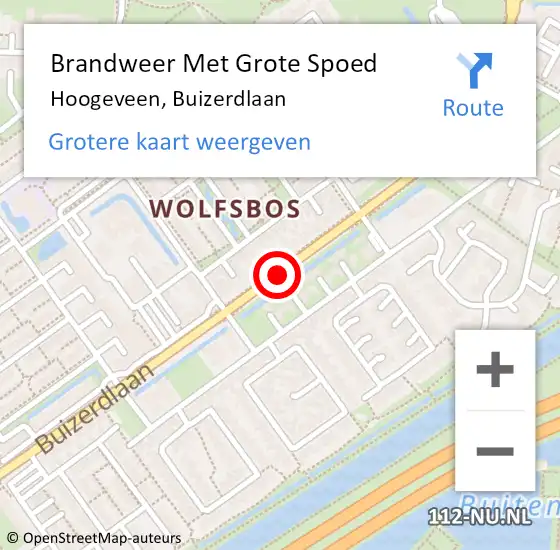 Locatie op kaart van de 112 melding: Brandweer Met Grote Spoed Naar Hoogeveen, Buizerdlaan op 7 juli 2018 23:46