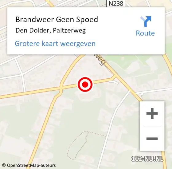 Locatie op kaart van de 112 melding: Brandweer Geen Spoed Naar Den Dolder, Paltzerweg op 8 juli 2018 05:13