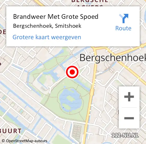 Locatie op kaart van de 112 melding: Brandweer Met Grote Spoed Naar Bergschenhoek, Smitshoek op 8 juli 2018 09:25