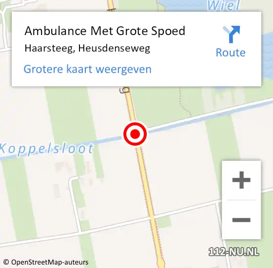 Locatie op kaart van de 112 melding: Ambulance Met Grote Spoed Naar Haarsteeg, Heusdenseweg op 8 juli 2018 09:42