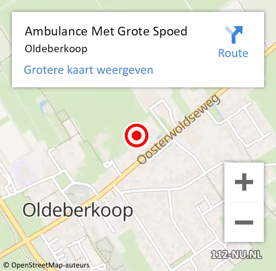 Locatie op kaart van de 112 melding: Ambulance Met Grote Spoed Naar Oldeberkoop op 8 juli 2018 10:04