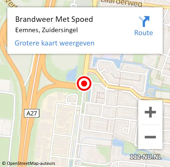 Locatie op kaart van de 112 melding: Brandweer Met Spoed Naar Eemnes, Zuidersingel op 8 juli 2018 12:22