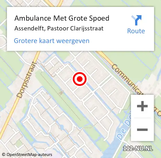 Locatie op kaart van de 112 melding: Ambulance Met Grote Spoed Naar Assendelft, Pastoor Clarijsstraat op 8 juli 2018 15:30