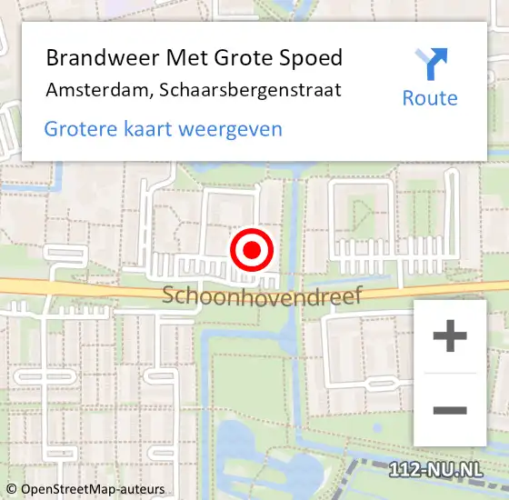Locatie op kaart van de 112 melding: Brandweer Met Grote Spoed Naar Amsterdam, Schaarsbergenstraat op 8 juli 2018 17:30
