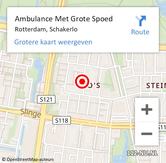 Locatie op kaart van de 112 melding: Ambulance Met Grote Spoed Naar Rotterdam, Schakerlo op 8 juli 2018 17:41