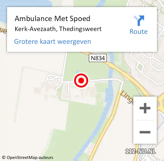 Locatie op kaart van de 112 melding: Ambulance Met Spoed Naar Kerk-Avezaath, Thedingsweert op 8 juli 2018 19:28