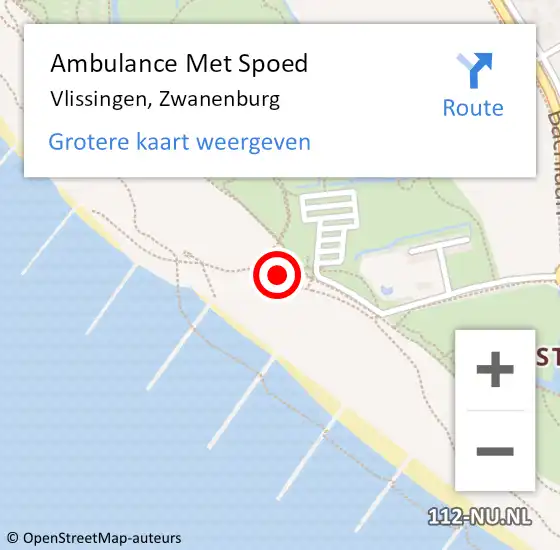 Locatie op kaart van de 112 melding: Ambulance Met Spoed Naar Vlissingen, Zwanenburg op 8 juli 2018 19:59