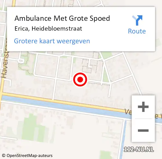 Locatie op kaart van de 112 melding: Ambulance Met Grote Spoed Naar Erica, Heidebloemstraat op 8 juli 2018 20:58