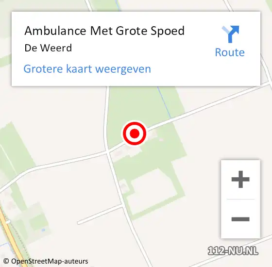 Locatie op kaart van de 112 melding: Ambulance Met Grote Spoed Naar De Weerd op 8 juli 2018 21:11