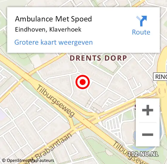 Locatie op kaart van de 112 melding: Ambulance Met Spoed Naar Eindhoven, Klaverhoek op 8 juli 2018 22:13