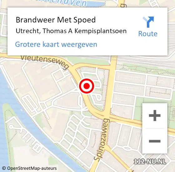 Locatie op kaart van de 112 melding: Brandweer Met Spoed Naar Utrecht, Thomas A Kempisplantsoen op 8 juli 2018 22:20