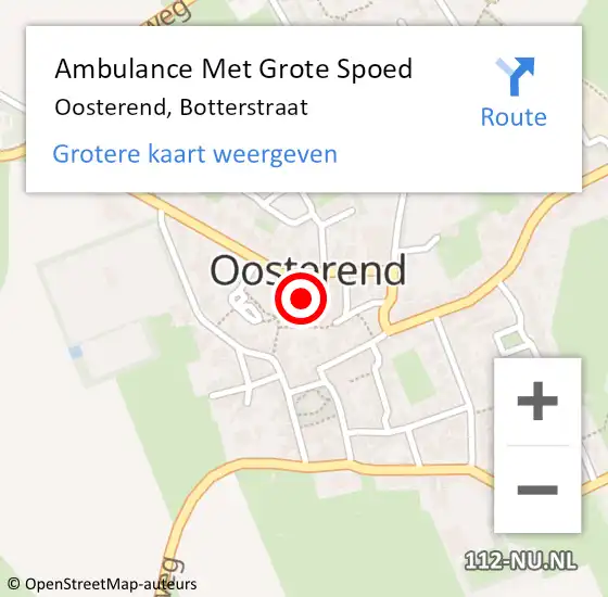 Locatie op kaart van de 112 melding: Ambulance Met Grote Spoed Naar Oosterend, Botterstraat op 8 juli 2018 22:34