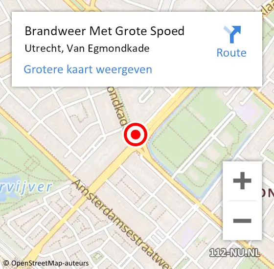 Locatie op kaart van de 112 melding: Brandweer Met Grote Spoed Naar Utrecht, Van Egmondkade op 8 juli 2018 22:51