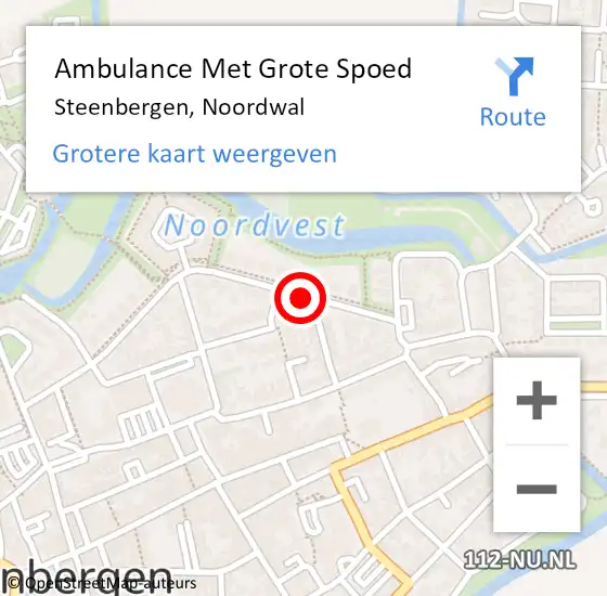 Locatie op kaart van de 112 melding: Ambulance Met Grote Spoed Naar Steenbergen, Noordwal op 9 juli 2018 00:09