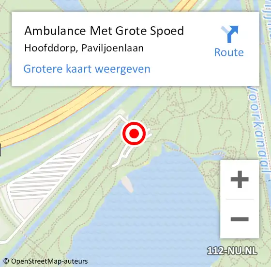 Locatie op kaart van de 112 melding: Ambulance Met Grote Spoed Naar Hoofddorp, Paviljoenlaan op 9 juli 2018 08:46