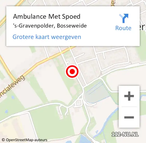 Locatie op kaart van de 112 melding: Ambulance Met Spoed Naar 's-Gravenpolder, Bosseweide op 9 juli 2018 09:06
