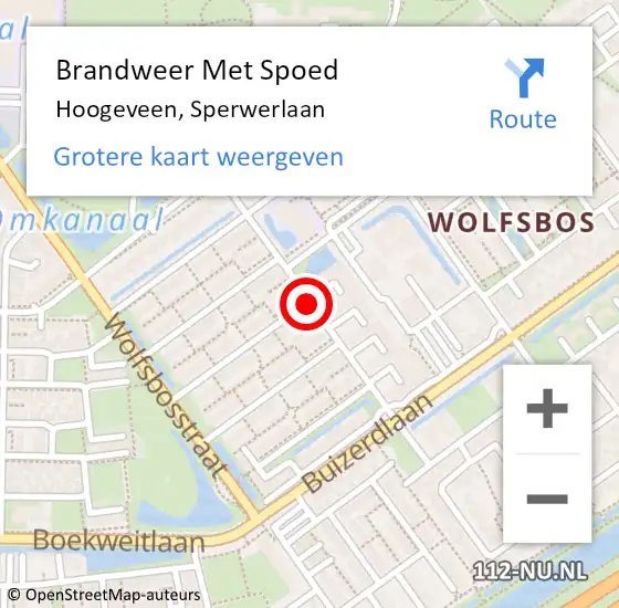 Locatie op kaart van de 112 melding: Brandweer Met Spoed Naar Hoogeveen, Sperwerlaan op 9 juli 2018 09:15
