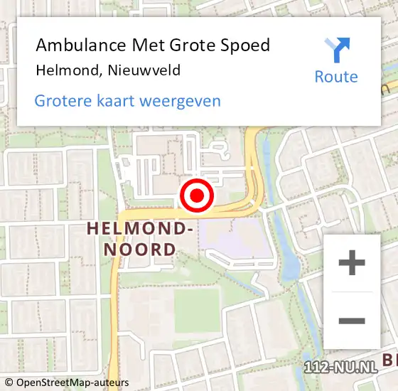 Locatie op kaart van de 112 melding: Ambulance Met Grote Spoed Naar Helmond, Nieuwveld op 9 juli 2018 15:29