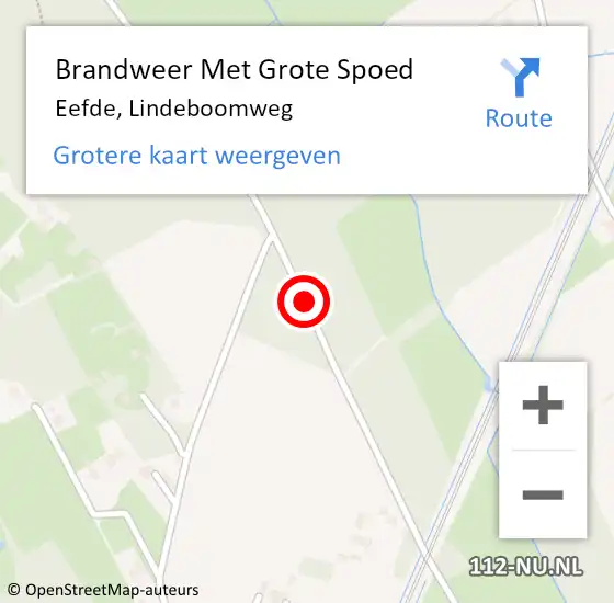 Locatie op kaart van de 112 melding: Brandweer Met Grote Spoed Naar Eefde, Lindeboomweg op 9 juli 2018 17:03