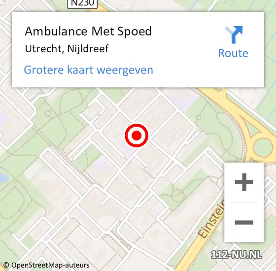 Locatie op kaart van de 112 melding: Ambulance Met Spoed Naar Utrecht, Nijldreef op 9 juli 2018 17:27