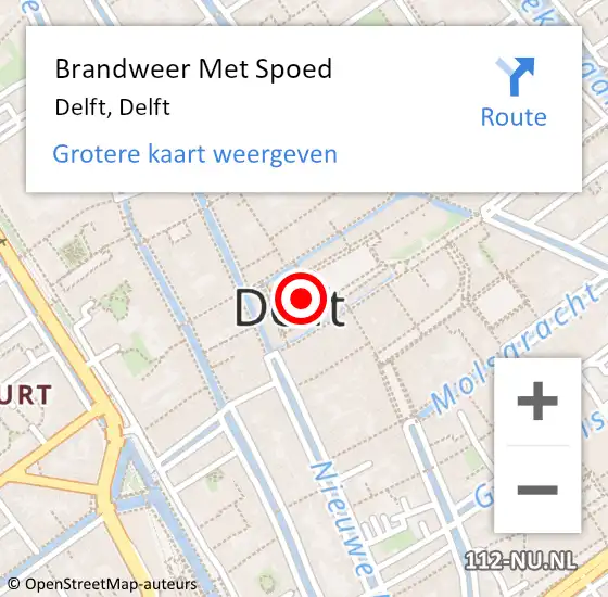 Locatie op kaart van de 112 melding: Brandweer Met Spoed Naar Delft, Delft op 9 juli 2018 17:44