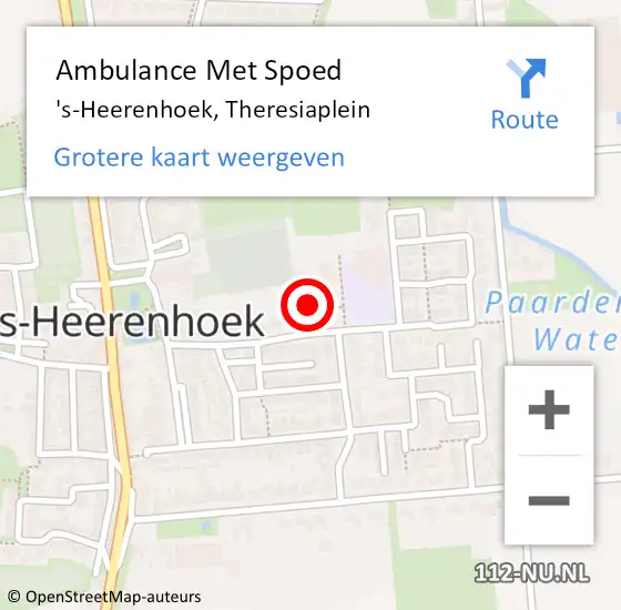 Locatie op kaart van de 112 melding: Ambulance Met Spoed Naar 's-Heerenhoek, Theresiaplein op 9 juli 2018 21:04