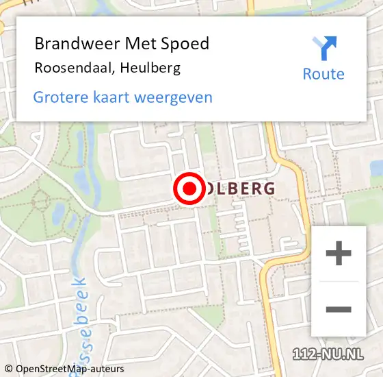 Locatie op kaart van de 112 melding: Brandweer Met Spoed Naar Roosendaal, Heulberg op 9 juli 2018 22:15