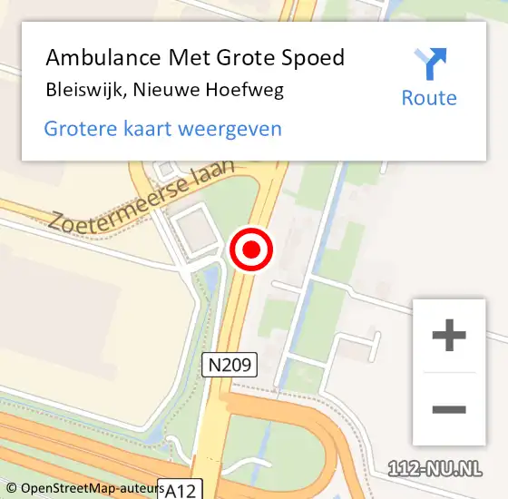 Locatie op kaart van de 112 melding: Ambulance Met Grote Spoed Naar Bleiswijk, Nieuwe Hoefweg op 10 juli 2018 02:08