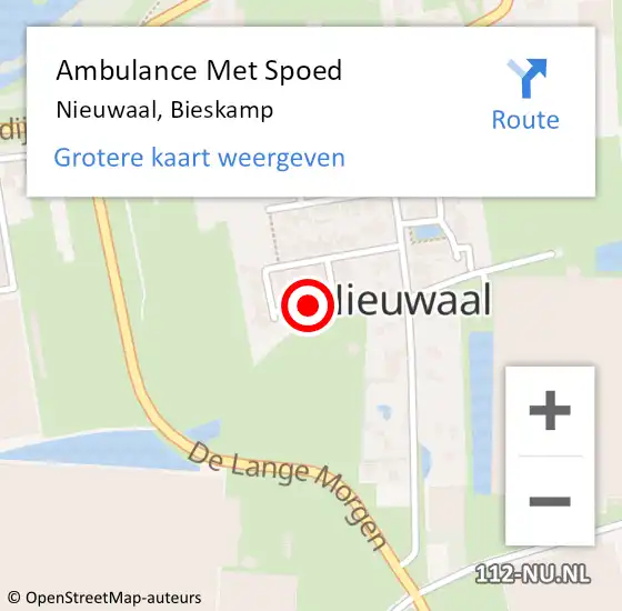 Locatie op kaart van de 112 melding: Ambulance Met Spoed Naar Nieuwaal, Bieskamp op 10 juli 2018 04:46