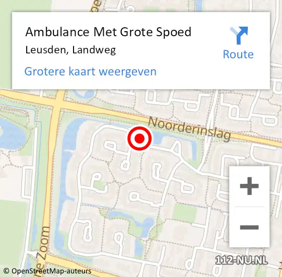Locatie op kaart van de 112 melding: Ambulance Met Grote Spoed Naar Leusden, Landweg op 10 juli 2018 05:36