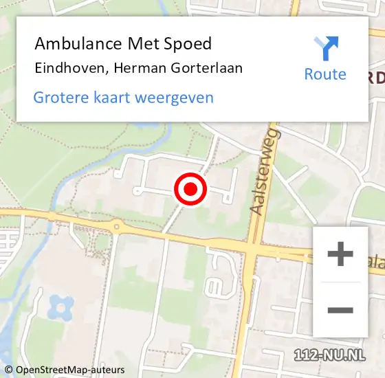 Locatie op kaart van de 112 melding: Ambulance Met Spoed Naar Eindhoven, Herman Gorterlaan op 10 juli 2018 10:33