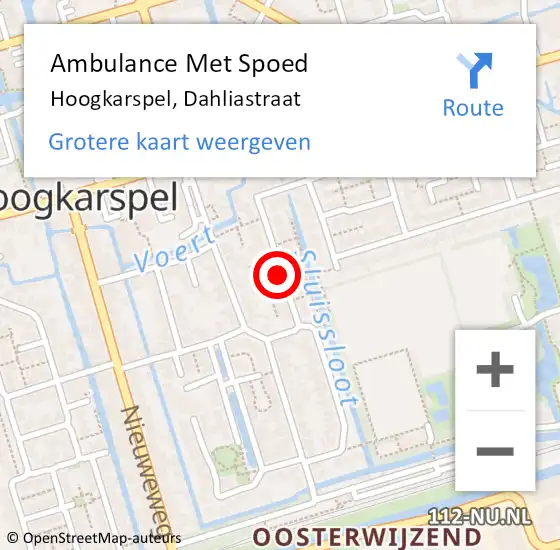 Locatie op kaart van de 112 melding: Ambulance Met Spoed Naar Hoogkarspel, Dahliastraat op 10 juli 2018 12:05