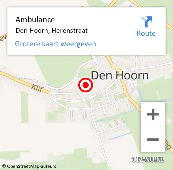 Locatie op kaart van de 112 melding: Ambulance Den Hoorn, Herenstraat op 10 juli 2018 14:25