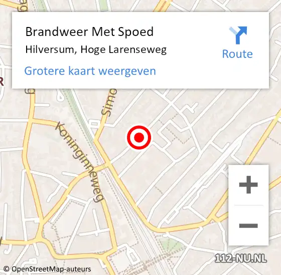 Locatie op kaart van de 112 melding: Brandweer Met Spoed Naar Hilversum, Hoge Larenseweg op 10 juli 2018 16:41