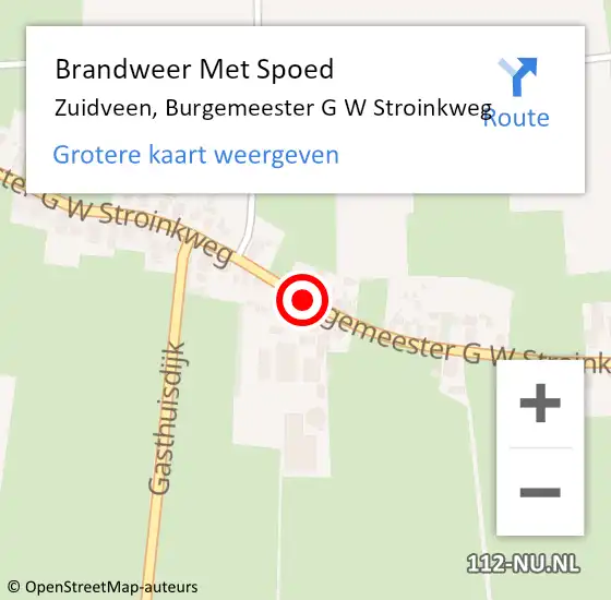 Locatie op kaart van de 112 melding: Brandweer Met Spoed Naar Zuidveen, Burgemeester G W Stroinkweg op 10 juli 2018 21:21