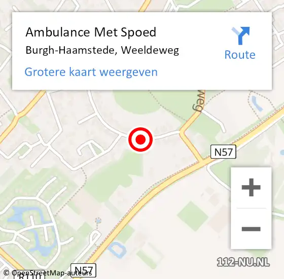 Locatie op kaart van de 112 melding: Ambulance Met Spoed Naar Burgh-Haamstede, Weeldeweg op 10 juli 2018 23:47