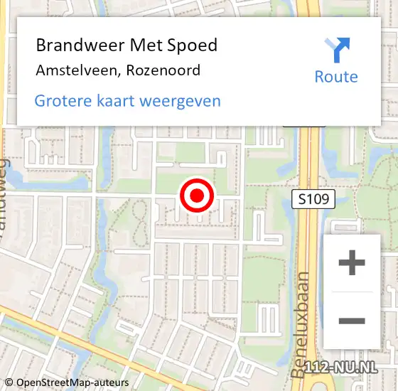 Locatie op kaart van de 112 melding: Brandweer Met Spoed Naar Amstelveen, Rozenoord op 11 juli 2018 01:42